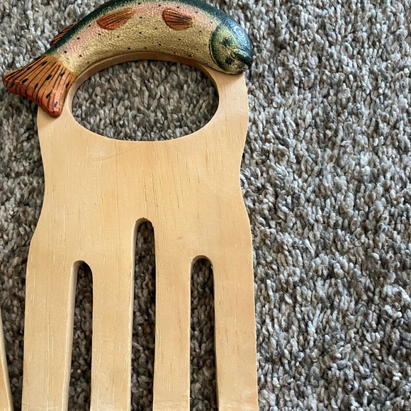 Set of 2 Salad Serving Hands Wood Salad Grabbers Natural Salad Forks 🐠 - Picture 3 of 10
